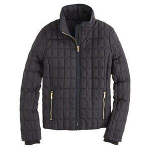 J. Crew Black Quilted Puffer Jacket with Gold Hardware